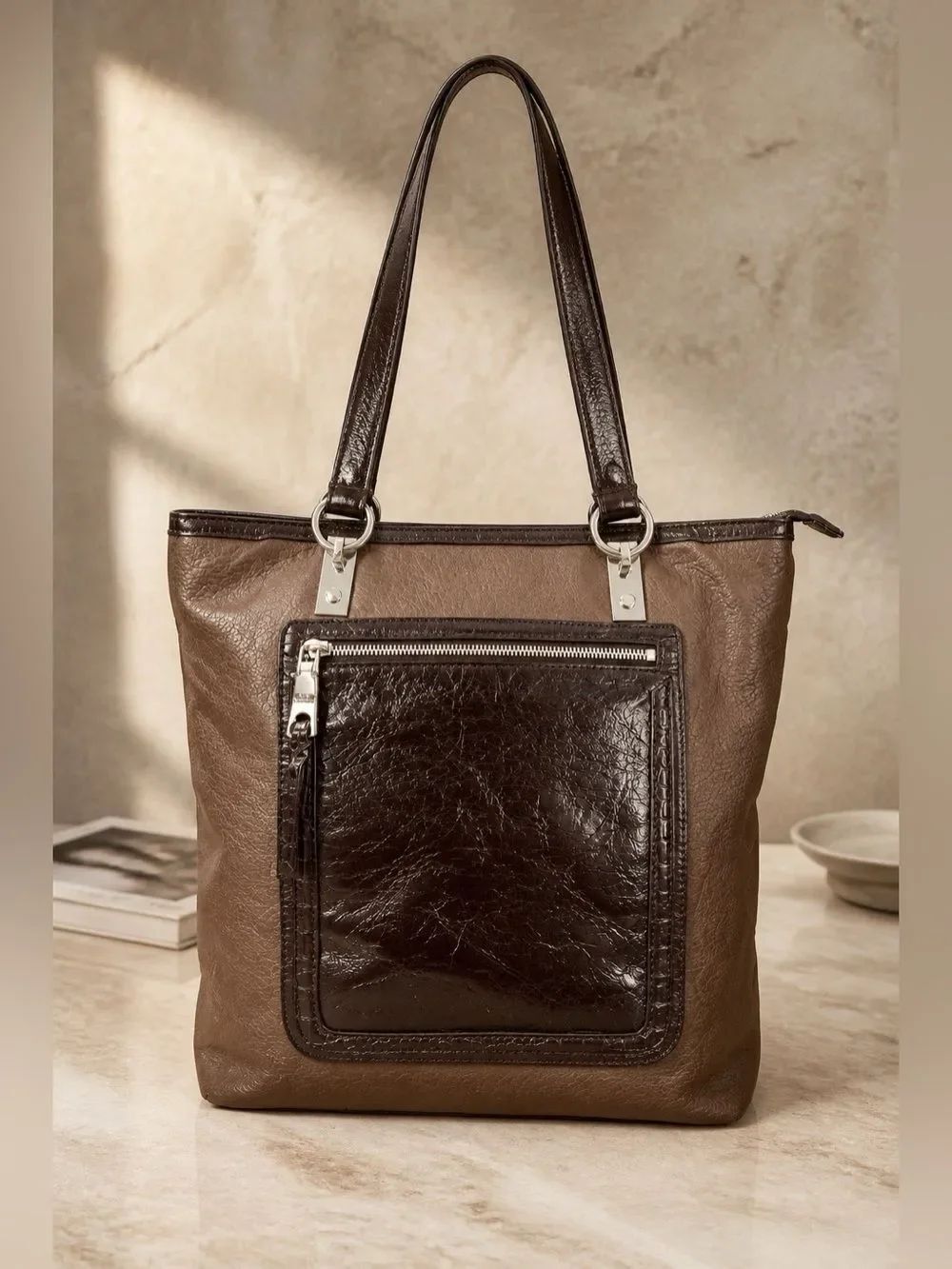 DANA BUCHMAN BROWN & BLACK TOTE